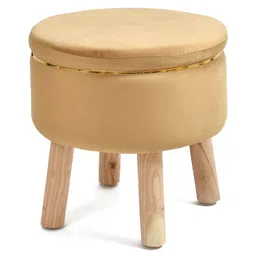 Shadowkart Brown Wooden Round Shaped Ottomans image 4