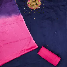 Nayanthara Trends Embellished Beads And Stones Chanderi Silk Unstitched Dress Material image 4