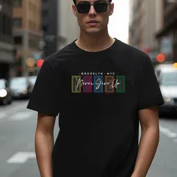 SWAGNOX Typography Printed Round Neck Short Sleeves Cotton T-shirt-picture-26