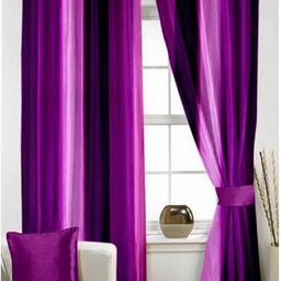 BELLA TRUE Purple & Pink 2 Pieces Ripple Fold Long Door Curtains-picture-42