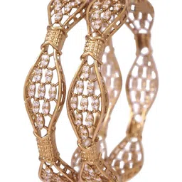 SGA FASHION Set of 2 Victorian-Plated with CZ Stones Studded Bangles image 2