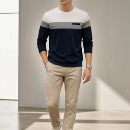 AUTNA Men Colourblocked Pockets T-shirt image 4