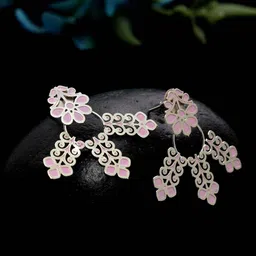 DressBerry Silver-Plated Contemporary Drop Earrings-image-8