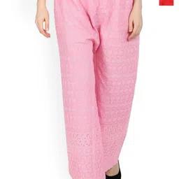 MIXFIT Women Pack Of 2 Cotton Embroidered Regular Fit Parallel Trousers-image-72