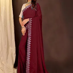 Moda Rapido Embellished Sequinned Poly Georgette Heavy Work Saree image 5