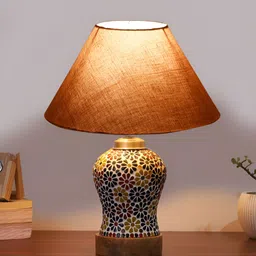 Aura Grey Frustum Shaped Wooden Table Lamp image 2