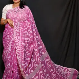 RIDDHIMAN FASHION Floral Woven Design Pure Cotton Paithani Saree-image-75