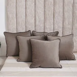 SANSKRUTIHOMES Grey Set of 5 Velvet Square Cushion Covers-picture-30