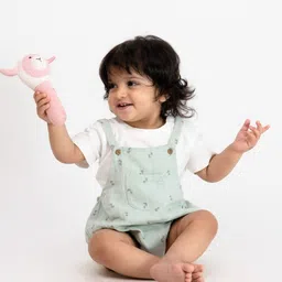haus & kinder Infants Printed Pure Cotton Dungaree With T-Shirt-picture-1