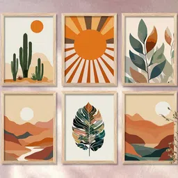 WALLLANE Multicoloured 6 and more Piece Wood Abstract Wall Paintings image 3