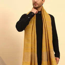 Pashmoda Men Wool Woven Design Stole With Fringed Border-picture-32