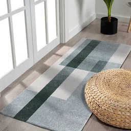 OBSESSIONS Olive Geometric Printed Ecological Water Repellent Antistatic Bedside Runner image 1