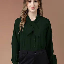 THE FAB FACTORY Women Tie-Up Neck Shirt Style Top-picture-14