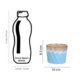 TAYHAA Yellow & Blue 3 Pieces Frosted Swirl Printed Ceramic Planters image 5