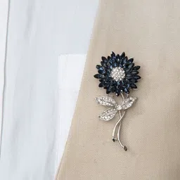 To The Nines Silver-Plated Stone Studded Floral Brooch-picture-25