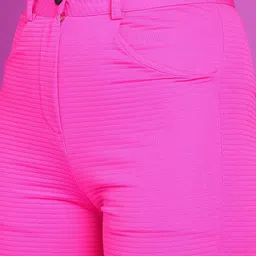 Popwings Women Textured Relaxed High-Rise Flat-Front Formal Trousers image 2