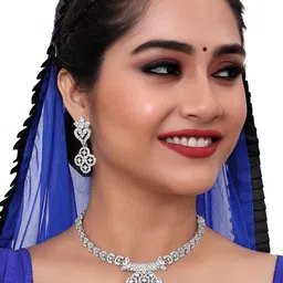 VATSALYA creation Rhodium-Plated Artificial Stones Alloy Jewellery Set-image-81
