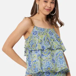 SZN Floral Print Georgette Tiered Top image 3