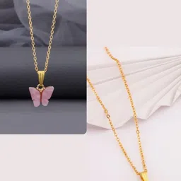 SZN Set Of 2 Gold-Plated Butterfly Shaped Pendants With Chains-picture-40