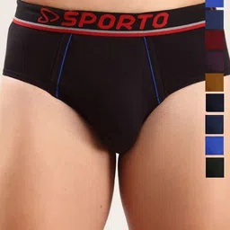 Sporto by Macho Pack Of 10 Men Cotton Mid-Rise Basic Briefs-image-25