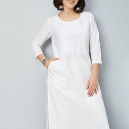 max Floral Yoke Design Thread Work Straight Kurta-picture-10