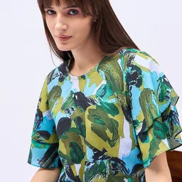 DressBerry Print Flared Sleeve Satin Top image 3