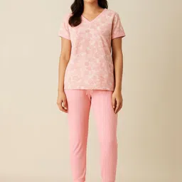 The Kaftan Company Printed V Neck T-Shirt With Jogger Co-Ords-image-52