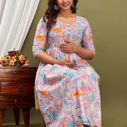 UrbanRang Floral Print Maternity Maxi Dress image 4