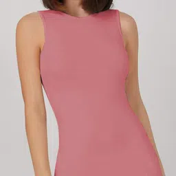 BAESD Women Round Neck Back Slits Bodycon Midi Dress image 2