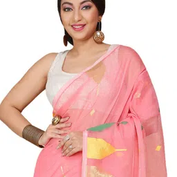 BENGAL HANDLOOM Anchal Beki Temple Border Woven Design Jamdani Saree image 5