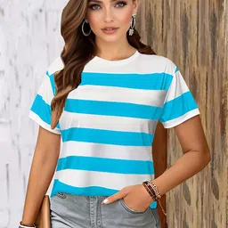 LRIPSOME Women Striped Pockets T-shirt-picture-10