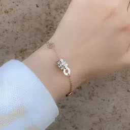 KARISHMA KREATIONS Stainless Steel Rose Gold-Plated Cubic Zirconia Studded Bracelet image 4