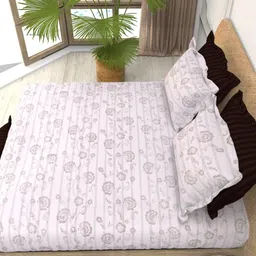 THE WHITE MOSS Christe White Printed 220 TC Cotton King Bedsheet Set-2.75 m x 2.50 m-picture-33