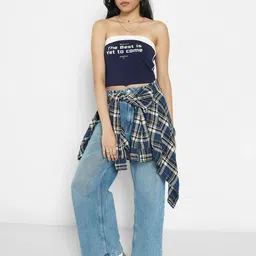 SF JEANS by Pantaloons Print Off-Shoulder Cotton Tube Crop Top image 2