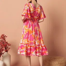 Raiyani Enterprise Printed Flared Sleeve Fit & Flare Midi Dress image 4