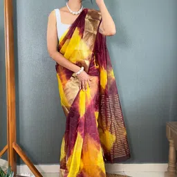 SHOPLANCE Tie and Dye Zari Organza Kanjeevaram Saree image 4