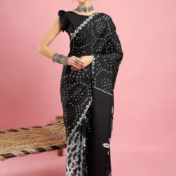 Sangria Ethnic Printed Bandhani Saree With Blouse Piece image 3