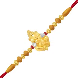 VIVASTRI Men Red Gold Silver Rudraksha Ganpati Rakhi for Brother-picture-17