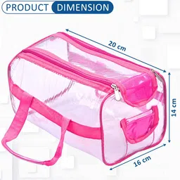 Kuber Industries Pink & Transparent Waterproof Small Travel Toiletry Bag image 4