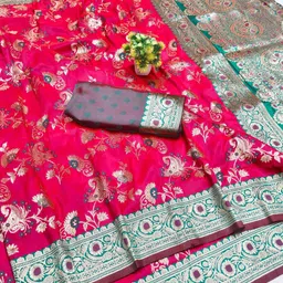 RATNAVALI Ethnic Motifs Zari Art Silk Handloom Banarasi Saree-picture-33