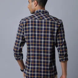 NEON CHILLIE Checked Spread Collar Classic Slim Fit Cotton Shirt image 3