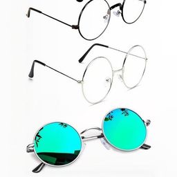 Arzonai Unisex Pack Of 3 Clear Lens & Silver-Toned Round Sunglasses with UV Protected Lens-picture-37
