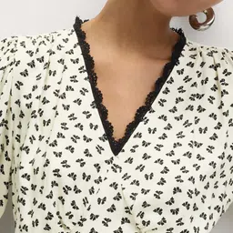 Marks & Spencer Printed Puff Sleeve Ruffled Fit & Flare Dress image 3