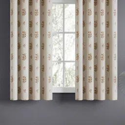 haus & kinder Orange & White Floral Room Darkening Pure Cotton Window Curtains-picture-31