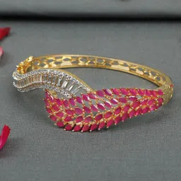 House of Pataudi Gold Plated American Diamond Stone Studded Kada Bracelet-picture-15