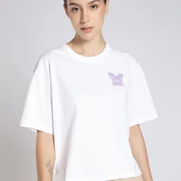 Xtep Women GO-DRY Graphic Printed Round Neck Cotton Relaxed Fit T-shirt-picture-42