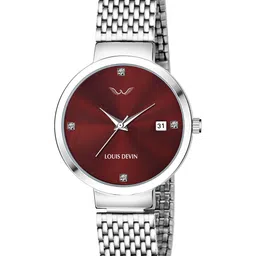 LOUIS DEVIN Women Brass Printed Dial & Stainless Steel Bracelet Style Straps Analogue Watch LD150-WYN-CH-image-99