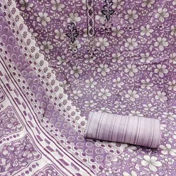 SHADOW & SAINING Floral Printed Sequinned Pure Cotton Unstitched Dress Material image 4