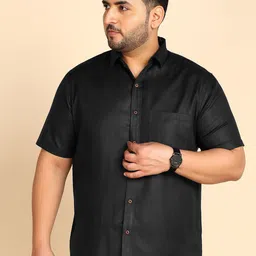 PRINTINDIA Spread Collar Short Sleeves Cotton Linen Shirt-picture-18