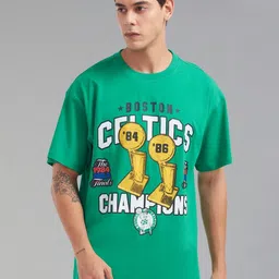 NBA Men Typography Printed Round Neck Cotton Oversized T-shirt-picture-22